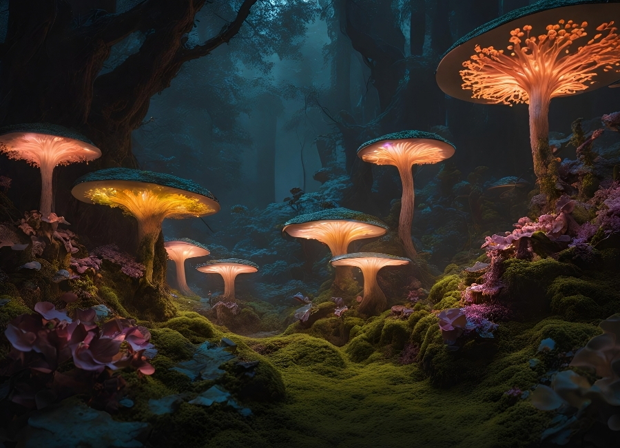 glowing mushrooms